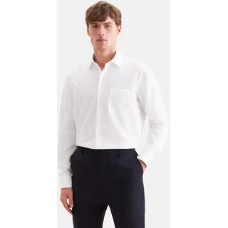 Businesshemd SEIDENSTICKER "Schwarze Rose", Herren, Gr. 4XL (51), normale Ärmellängen, weiß, 100% Baumwolle, unifarben, regular fit, 2-Knopf-Manschette, Hemden Businesshemd, Regular 1/1 Kentkragen Uni, Topseller