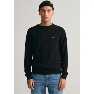 Gant Rundhalspullover »COTTON PIQUE C-NECK«, mit Logostickerei auf der Brust Gant Black L