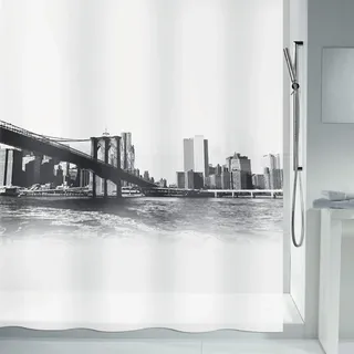 Spirella Duschvorhang New Brook 180 x 200 cm Weiß-Schwarz