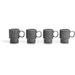 Sagaform 5018070 Coffee & More Espresso Tassen, Steingut, 10 cl, 4 Stück (1er Pack), Klar