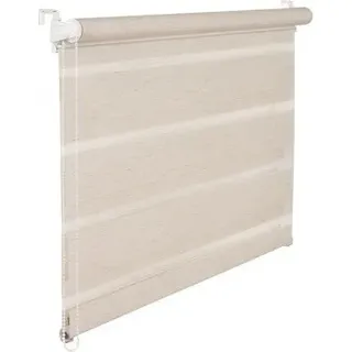 Doppelrollo Duorollo 80 cm breit 150 cm lang natur beige inkl. Seilzug Fensterrollo Klemmrollo Jalou