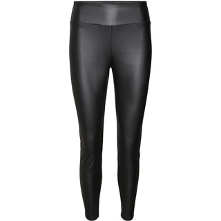 Vero Moda Damen VMSUELLA Jade HW Coated Legging NOOS Lederimitathose, Black, L