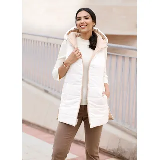 Wendeweste CLASSIC BASICS, Damen, Gr. 54, beige (beige, ecru), 100% Polyester, Wattierung:100% Polyester, gemustert, mehrfarbig, Westen Wendeweste
