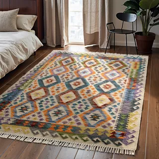 HANSE Home Teppich »Kelim Oasis« rechteckig 3 mm Höhe Wolle, Baumwolle, Natur, Handgewebt, orientalisch, Boho, traditionell, bunt