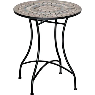 Outsunny Gartentisch Mosaiktisch rund Bistrotisch Beistelltisch Grün Ø60 cm - Grün, Beige, Weiß, Schwarz
