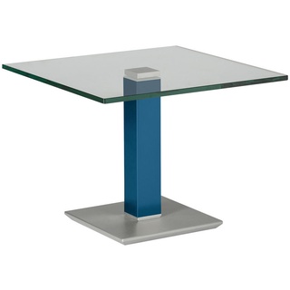 XXXL BEISTELLTISCH Blau, Edelstahlfarben - 60x46-65x60 cm