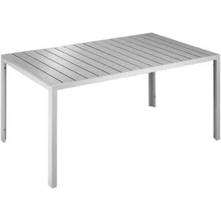 tectake Gartentisch Bianca, 150 x 90 x 74,5 cm, silber/grau , Silberfarben, Grau , Metall , Baum/Pflanze/Natur , Rechteckig , 90x74.5x150 cm , Gartenmöbel, Gartentische