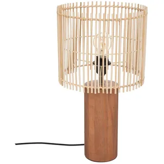 Tischlampe mit Holzsockel DAVYS, 48 cm - Braun