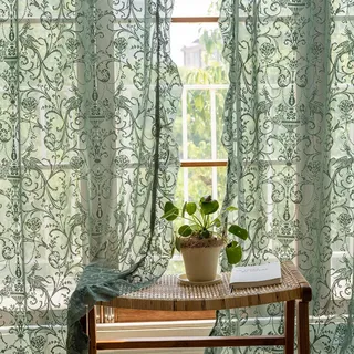 TUDECO Fenstervorhang Ösen 150 x 213 cm Grün 2