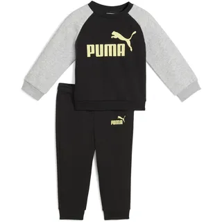 Puma Unisex Baby Minicats Ess Raglan Crew Set Fl Inf Trainingsanzug, PUMA Schwarz-Gold Moon, 74 EU