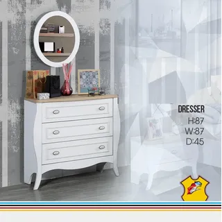 Kommoden Holz Design Schlafzimmer Kommode Spiegel Sideboard Luxus Stil - Weiß