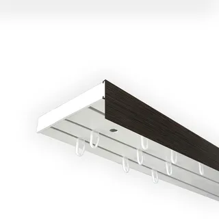 Gardinenschiene SN DECO GROUP "Vorhangschiene SH mit Blende" Gr. 9, weiß (weiß, wengefarben), L:450cm T:8,95cm, Kunststoff, Gardinenstangen, Gardinenschiene