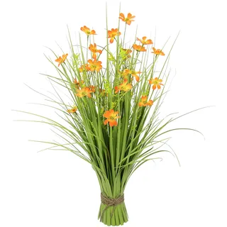 Flair Flower mit Cosmea Gras Deko künstlich Blüten Bund Grasbündel Dekogras Pflanzen Ziergras Osterdeko Frühjahr Kunstblume Kunstpflanze Blume Zimmerp, 089914OR, Orange, 68x32x32 cm