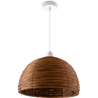 Pendelleuchte Esstischlampe Esszimmer Korb Optik 1,5m Textilkabel Rustikal Boho - Weiß