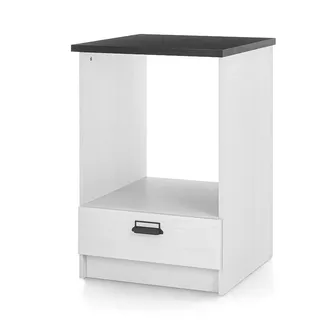 Furn.Design Herdumbauschrank weiß Pinie, anthrazit Landhaus, Küche Unterschrank 60 cm , Weiß, Anthrazit , Metall , Nachbildung,Pinie , Uni , 1 Schubladen , 64x93x64 cm , FSC 100% , Küchen, Küchenmöbel, Küchenschränke, Geräteumbauschränke
