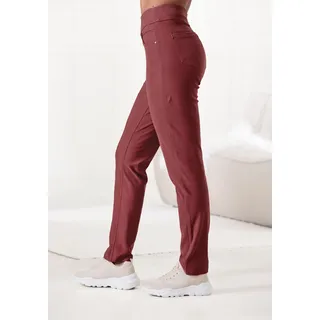 Schlupfhose H.I.S, Damen, Gr. 36/38, N-Gr, rot (rosenholz), Obermaterial: 70% Baumwolle, 25% Polyester, 5% Elasthan, unifarben, Basic, bequem lang, Hosen Schlupfhose, in Jeans Optik, Loungewear, Topseller