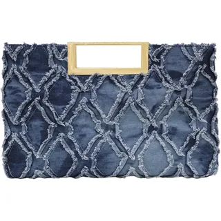 Milisente Damen Clutch Handtasche Schultertasche Elegant Abendtasche mit Handle Crossbodytasche Für Hochzeit (Denim Blau)