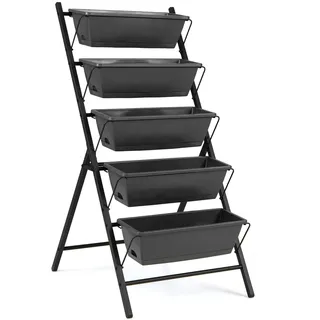 Fantask 5-stufiges Hochbeet 57 x 71 x 115 cm Schwarz