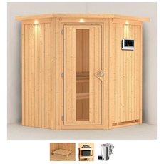 Bild Sauna »Tomke«, (Set), 3,6-kW-Bio-Plug & Play Ofen mit externer Steuerung beige