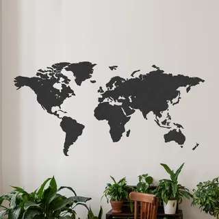 Creative Use of Technology Wanddeko: detaillierte lasergeschnittene Weltkarte aus Holz, schönes Deko für Ihren Wohnzimmer | Projektion: Mercator | Holzart: Schwarz MDF | Abmessung: XL = 185 x 90 cm |