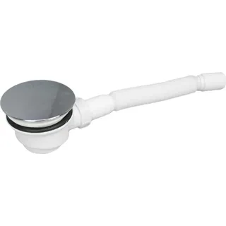 Grafner Set für Duschwanne, extraflache Ablaufgarnitur in Chrom, universal Ablauf Ø 84-96mm, Geruchsverschluss Haarsieb Chrom Abdeckung, flexibler Schlauch, Ablauf Dusche Siphon DN 50