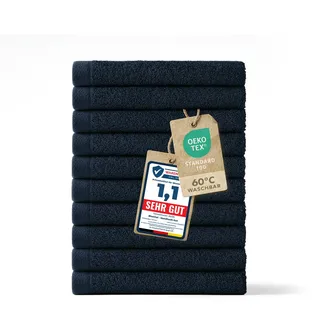 Blumtal Premium Frottier Gästehandtücher Set 12 teilig 100% Baumwolle - Oeko-TEX zertifiziertes Gästehandtuch 12x (30x30 cm) - Ultra saugstarkes Gästetücher Set waschbar °60 - Handtücher Dunkelblau