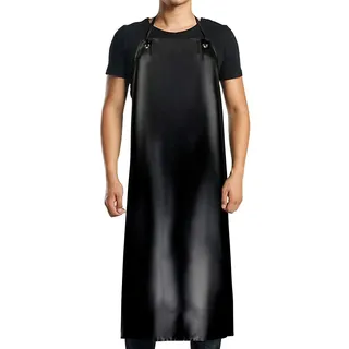 Wasserdichte Gummi-Vinyl-Schürze, strapazierfähig, schwarz, Geschirrspüler-Schürze für Männer und Frauen, Labor-Metzger-Schürze