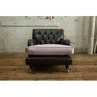 Sessel Fernseh Sitz Club Lounge Textil Leder Edler Design Chesterfield Polster