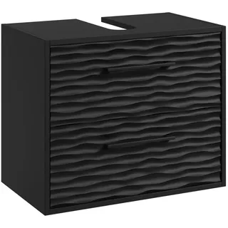Badplaats Waschbeckenunterschrank Etna 2 Schubladen 60 x 50 x 35 cm Schwarz Matt