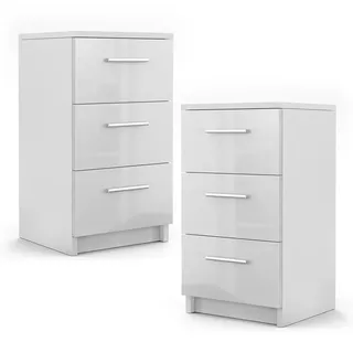 Vicco Nachtkommode Boxspringbett 2er Set 66cm hoch Nachtschrank Nachttisch Weiß hochglanz