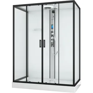 SANOTECHNIK NEW YORK Komplettdusche mit Schiebetür 90 x 215 cm schwarz matt
