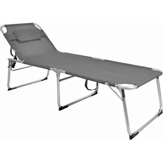 XXL Aluminium Gartenliege Sonnenliege Liege gepolstert L200xB70cm - Grau