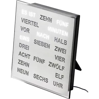 AMS - 1242 - Wand- Tischuhr - Quarz - Wortuhr - 20x20cm - Grau