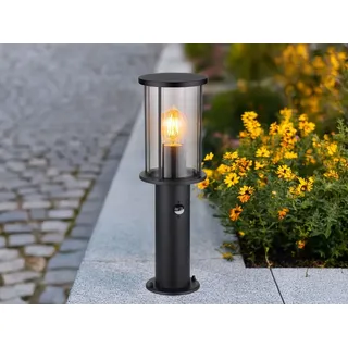 meine wunschleuchte LED Außenleuchte mit Bewegungsmelder Edelstahl Sockelleuchte Schwarz, Höhe 45cm - Schwarz