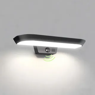 auralab Solarlampen für Außen mit 3-Stufen Bewegungsmelder, LED Aussenlampe Wasserdicht, Dämmerungssensor, 4000K Ovale Außenleuchte für Eingang, Vorgarten, Garage und Garten, Weiß
