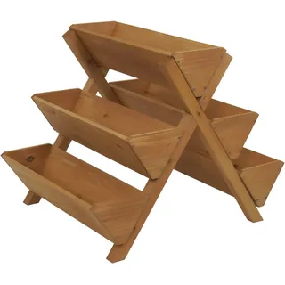 MCW Pflanztreppe O15 Blumenregal Pflanzkübel Holz 5 Kästen 56x56x70 Natur