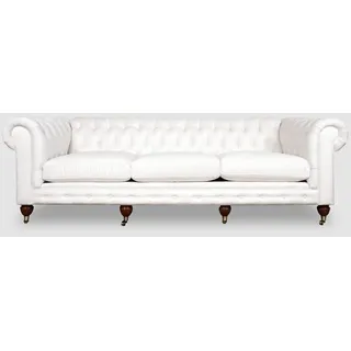 XXL Sofa 4 Sitzer Couch Chesterfield Polster Sitz Garnitur Leder Weiß Textil
