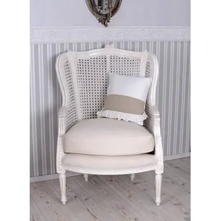 Ohrenbackensessel Weiss Ohrensessel Shabby sessel Barock Polsterstuhl Rokoko neu