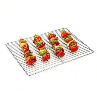 Grillnetz Edelstahl 30x45cm, Robustes Antihaft Grillgitter, Wiederverwendbare BBQ Grillmatte für Gasgrill, Holzkohlegrill, Camping und Picknick, Ideal für Gemüse und Fisch