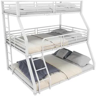 Flieks Etagenbett 90x200cm + 120x200cm + 140x200cm Weiß Metall Dreifach , 140x200 cm , Babymöbel & Kindermöbel, Kinderzimmer & Jugendzimmer, Stockbetten