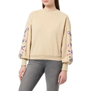 ONLY Damen ONLBROOKE L/S O-Neck SWT Sweatshirt, Pale Khaki/Print:Ina Flower, 32