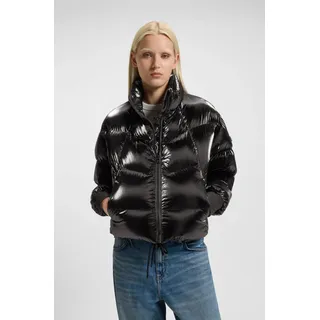 Steppjacke HUGO BLUE "Fiorella", Damen, Gr. S, schwarz 001, Web, Obermaterial: 100% Polyamid, unifarben, regular fit taillenbedeckt, angesetztes Bündchen, Jacken Steppjacke, in verkürzter Länge, Kordelzug im Saum