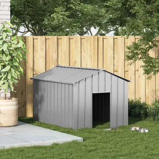 vidaXL Hundehütte mit Dach 113x153x101 cm Verzinkter Stahl - Grau