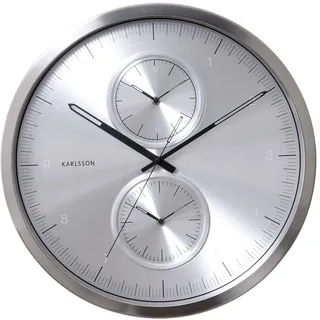 Karlsson KA5508SI Wanduhr Multiple Time Aluminium Gebürsted, 50 x 50 x 5 cm, Silber