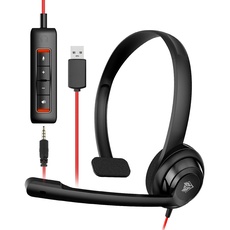 NUBWO USB Headset with Microphone for PC, Computer Headphones with Noise Cancelling Microphone for Office Work, Zoom Calls, Online Conferences