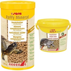 sera Raffy Mineral 1000 ml (215 g) - Schließt Versorgungslücken zuverlässig, Wasserschildkröten Futter & Raffy P Nature 3,8 L (850 g) - Die ausgewogene Grundlage für Wasserschildkröten