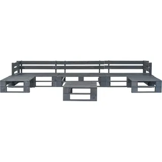vidaXL 6-tlg. Garten-Sofagarnitur aus Paletten Holz Grau - Grau