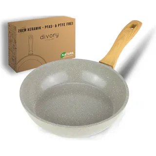 DIVORY Keramikpfanne 28cm – Pfanne mit Keramikbeschichtung Induktion, PFAS & PTFE frei, große Bratpfanne Keramik, Pfannen, Eierpfanne beschichtet - fester Griff - frying ceramic pan (Natura, 28 cm)