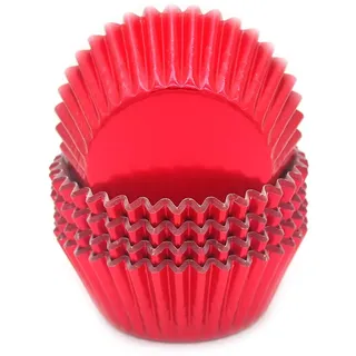 Mombake Einweg-Backförmchen aus Standard-Folien Papier, Muffin-Cupcake-Förmchen für Partys und mehr (Rot, 100 Stück)
