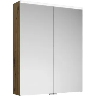 burgbad Eqio Spiegelschrank mit LED-Aufsatzleuchte und Waschtischbeleuchtung, 2-türig, 650x800x170mm, SPGT065F5662, Korpus: Eiche Dekor Urban